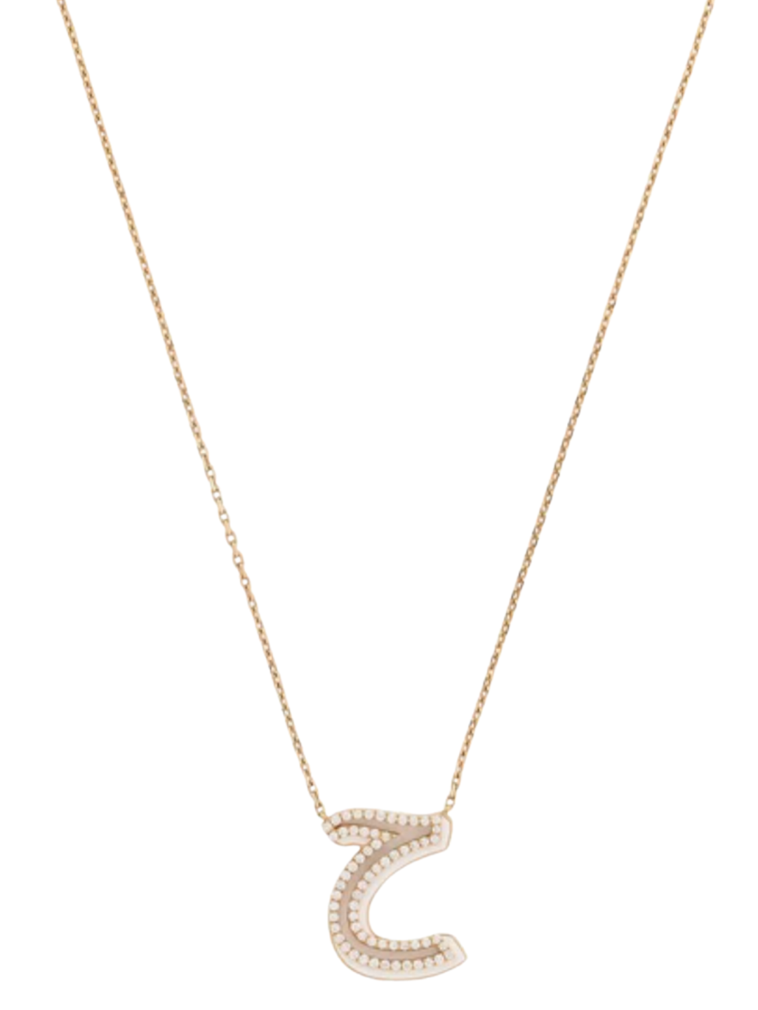 Ailes - Arabic Letter Necklace, 18k Yellow Gold & Enamel, Diamonds