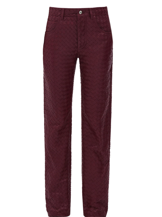 Bottega Veneta - Straight-leg Pants in Intrecciato Leather