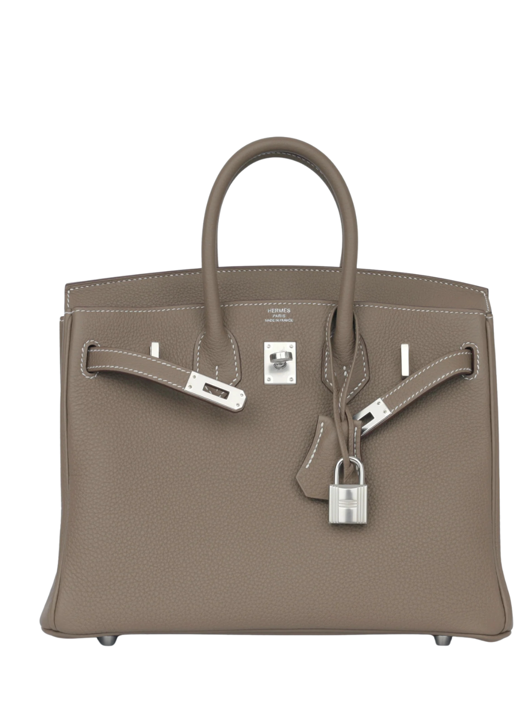 Hermès Birkin 25 Etoupe In Togo Leather Palladium Hardware