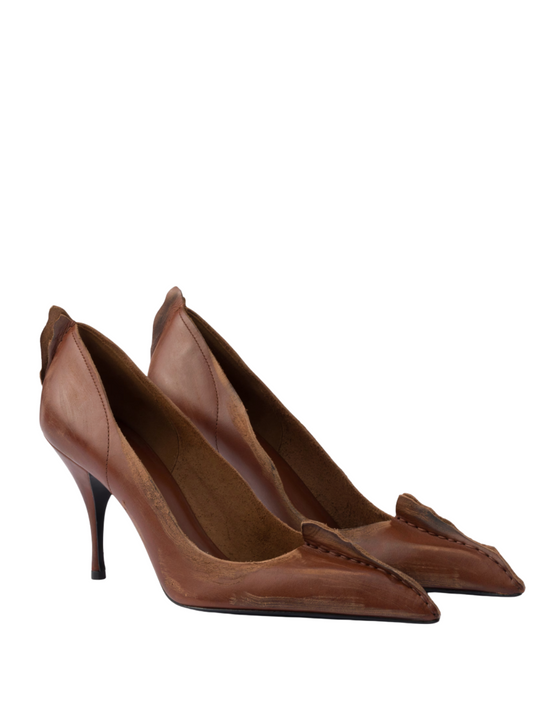 Prada - Antiqued leather pumps