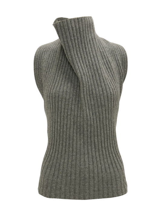 Victoria Beckham - Draped Ribbed Knit-Wool Top